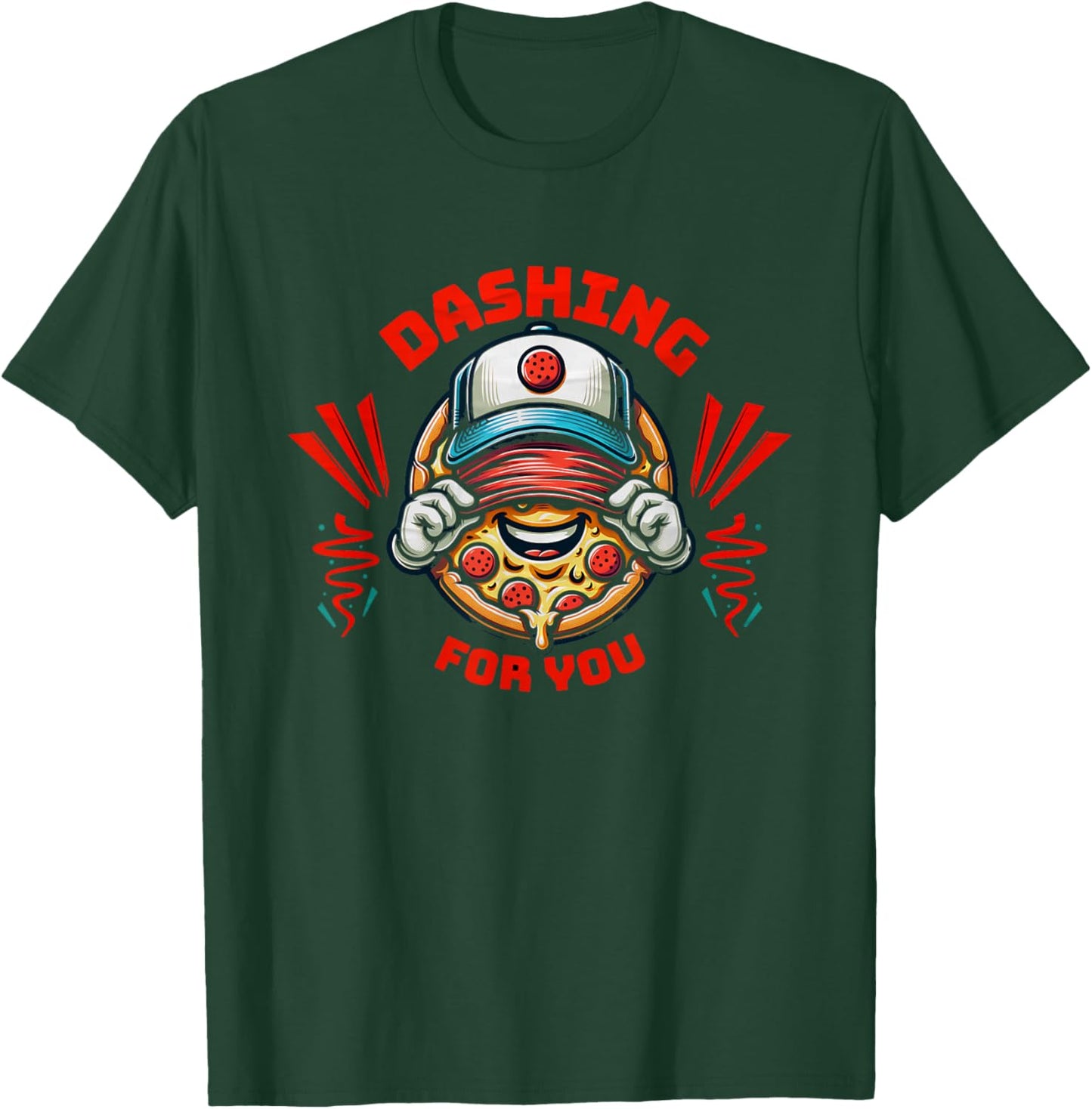 Dashing dasher for you with pizza in hat . T-Shirt - T-Shirt | Forest