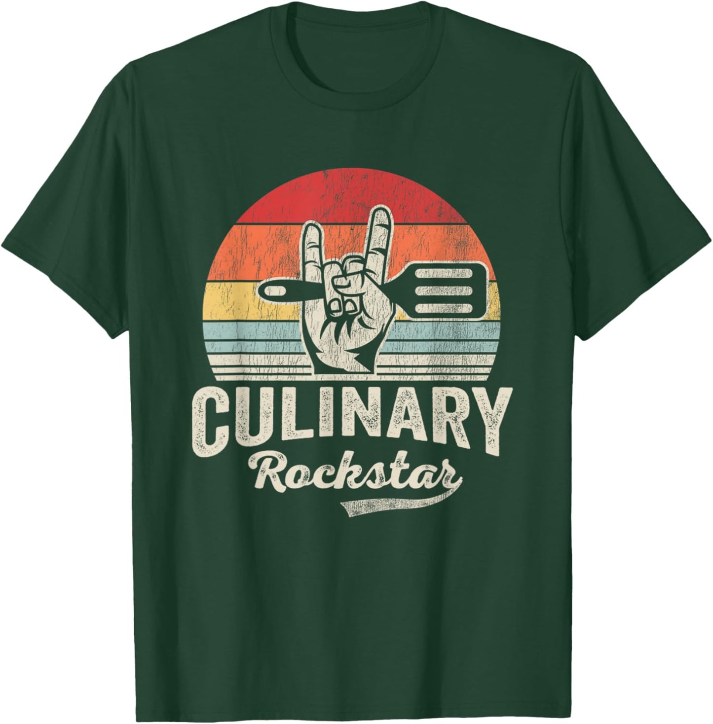 Culinary Rockstar Spatula Hand Sign T-Shirt - T-Shirt | Forest