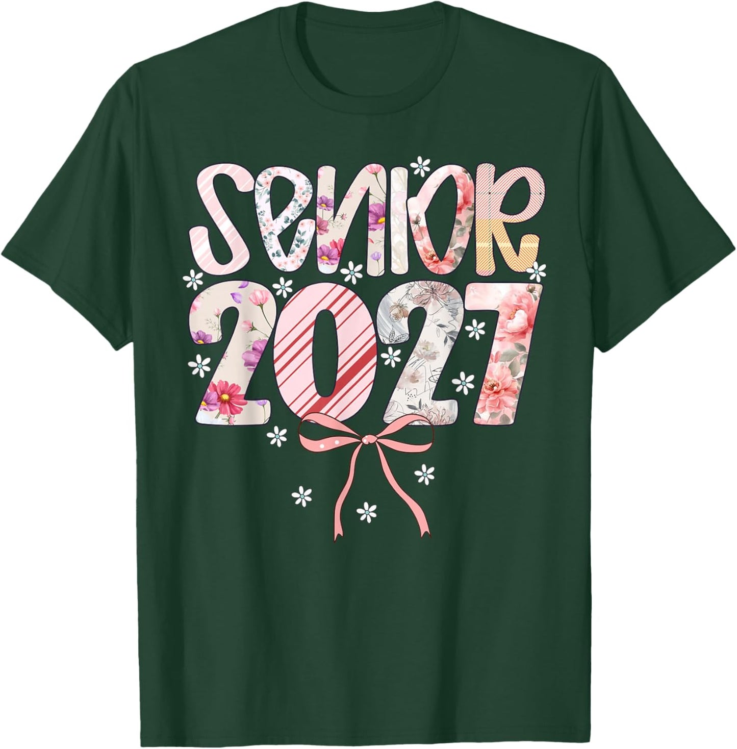 Senior 2027 Floral Class Graduation T-Shirt - T-Shirt | Forest