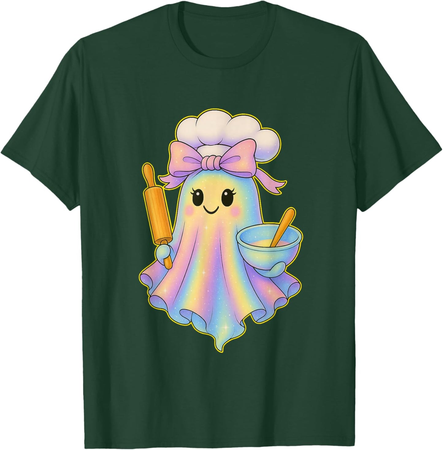 Chef Ghost Pastel Perfect Halloween Baking Bakers Ghost T-Shirt - T-Shirt | Forest