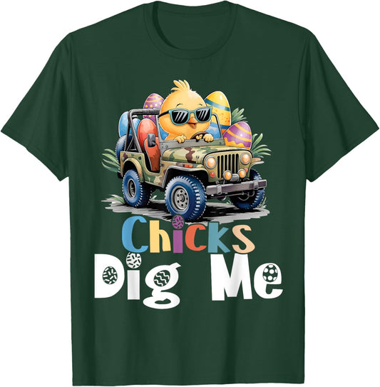 Chicks Dig Me Easter Toddler Boys Men Happy Easter Funny T-Shirt - T-Shirt | Forest