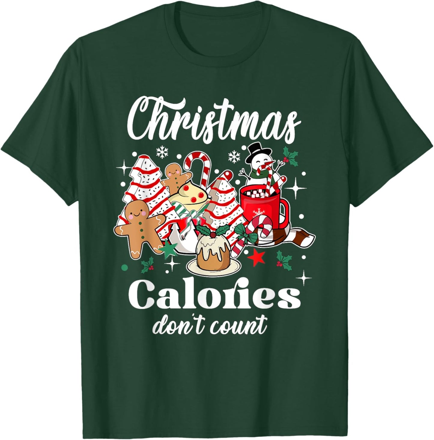 Christmas Calories Don't Count, Retro Christmas Coffee T-Shirt - T-Shirt | Forest