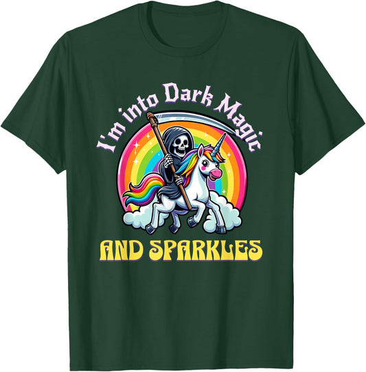 Dark Magic and Sparkles, Grim Reaper, Unicorn and Rainbow T-Shirt - T-Shirt | Forest