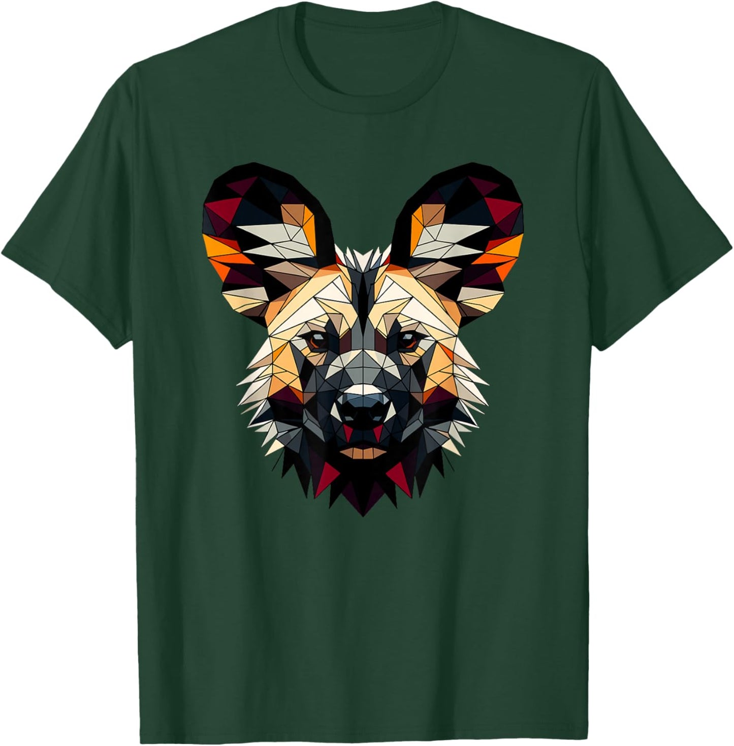 Geometric Art African Wild Dog T-Shirt - T-Shirt | Forest