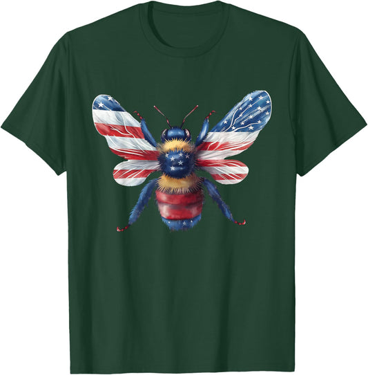 Red White and Blue Bee T Shirt T-Shirt - T-Shirt | Forest