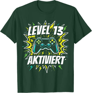 13. Geburtstag Jungen Video Gamer Level 13 Aktiviert Junge T-Shirt - T-Shirt | Forest