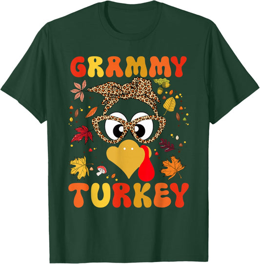 Grammy Turkey Matching Family Thanksgiving T-Shirt - T-Shirt | Forest