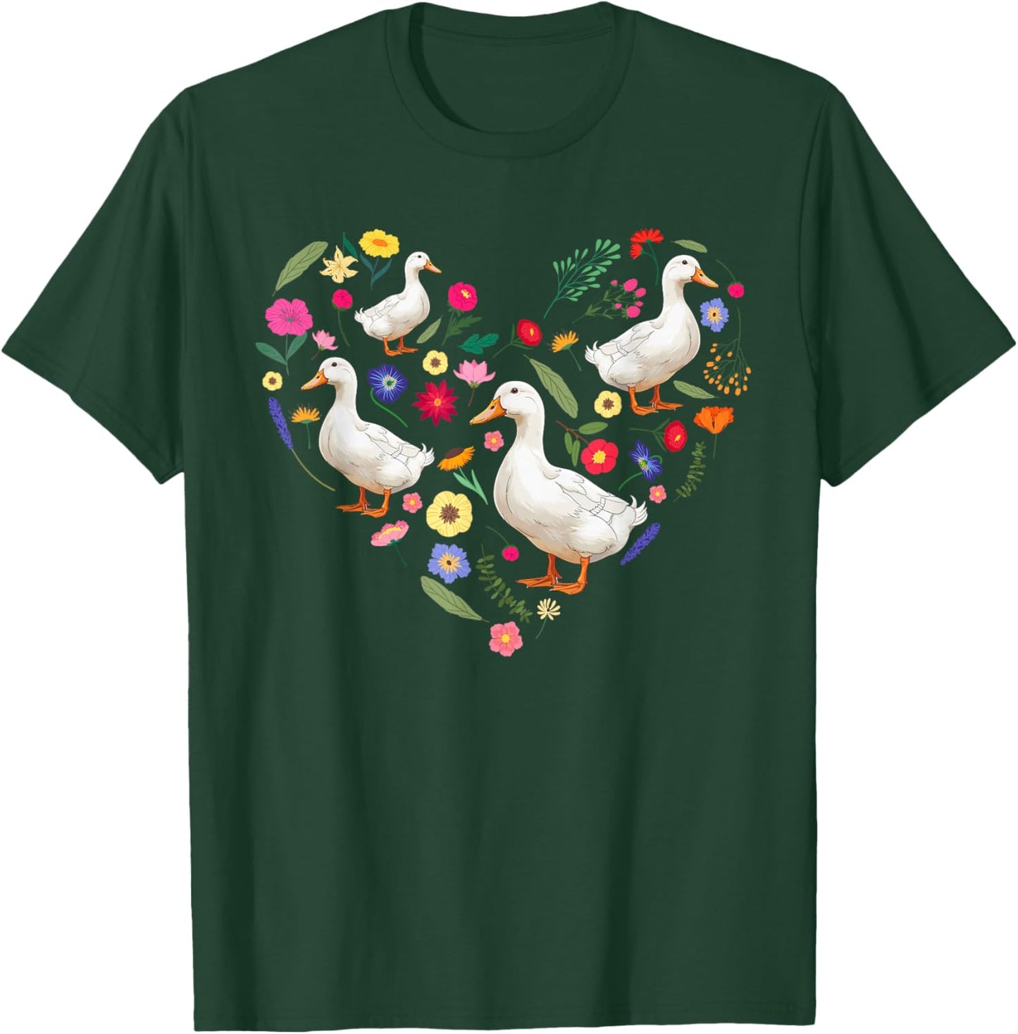 Ducks Flowers Duck Owner Duck Lover Duck Mom Duck Dad T-Shirt - T-Shirt | Forest