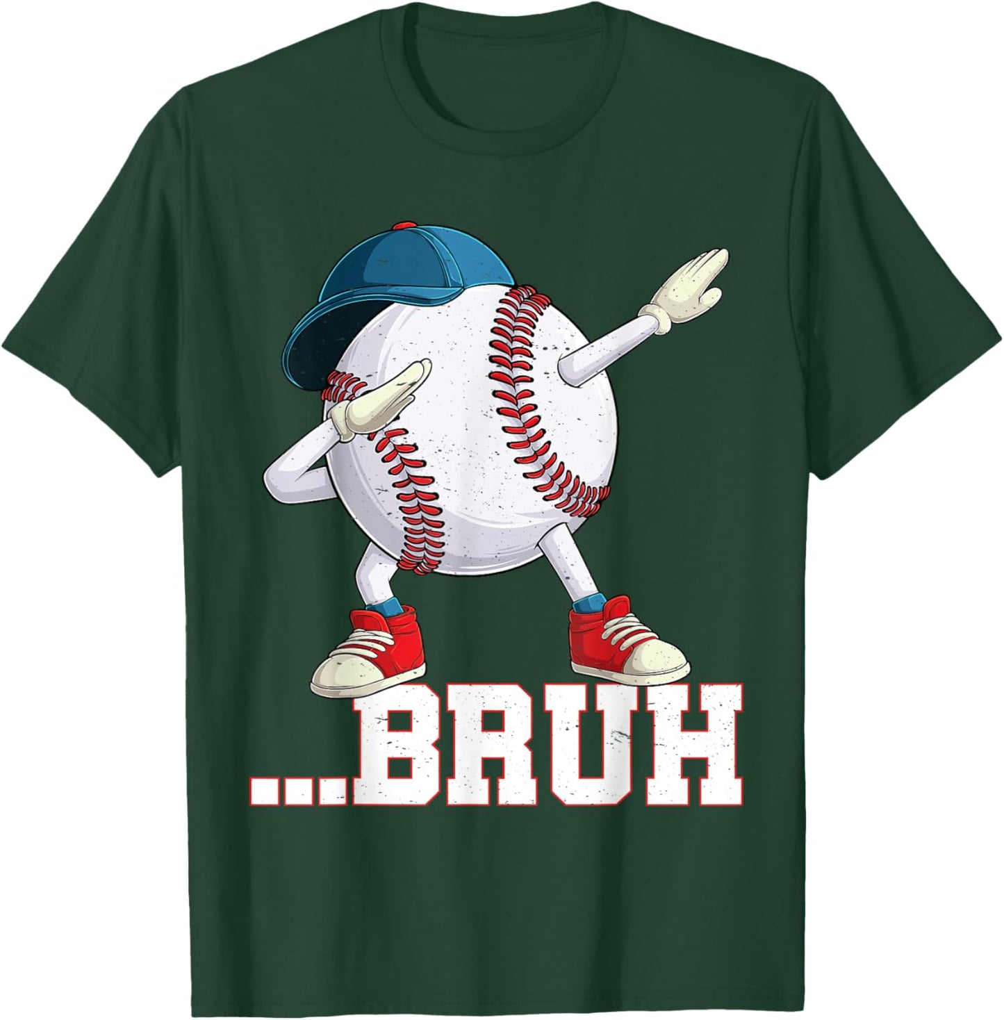 Bruh Funny Dabbing Baseball Players Gift Boys Girls Kids T-Shirt - T-Shirt | Forest