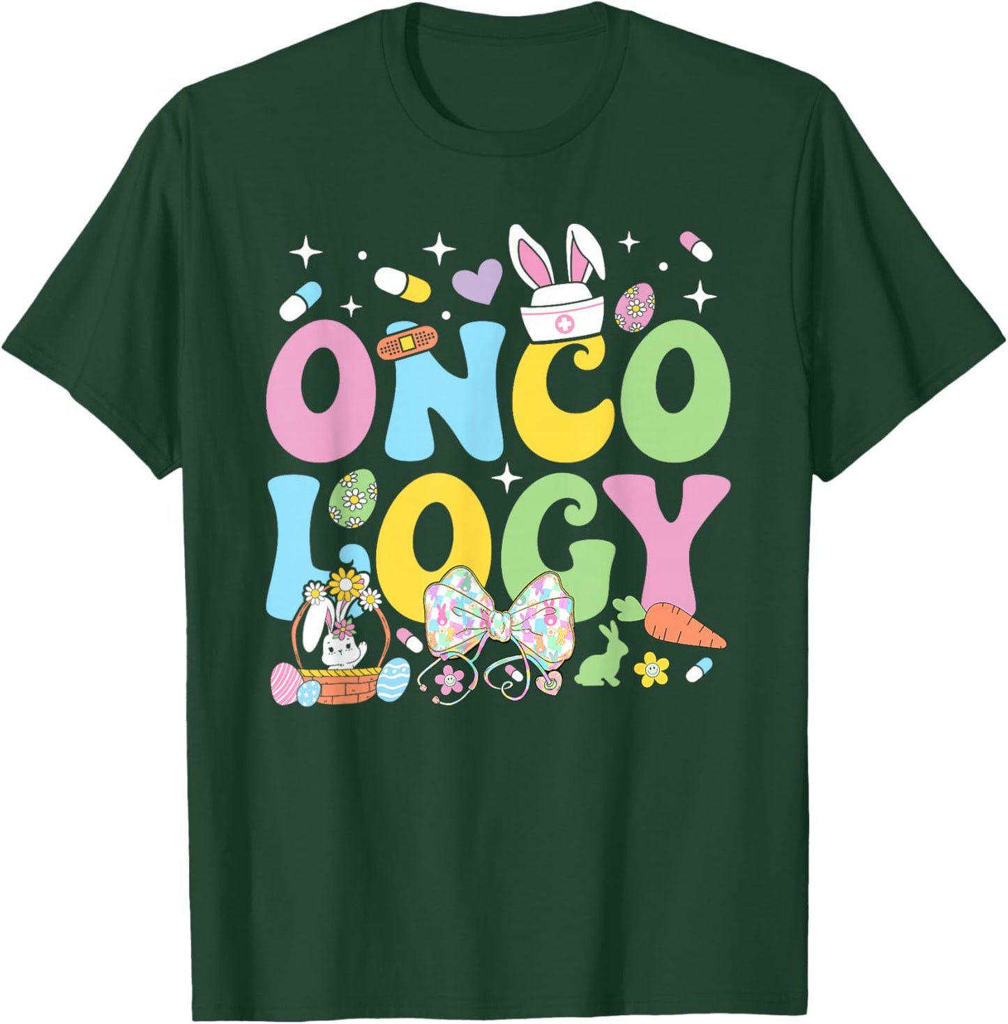 Oncology Nurse Easter Coquette Stethoscope Bunny Easter Day T-Shirt - T-Shirt | Forest