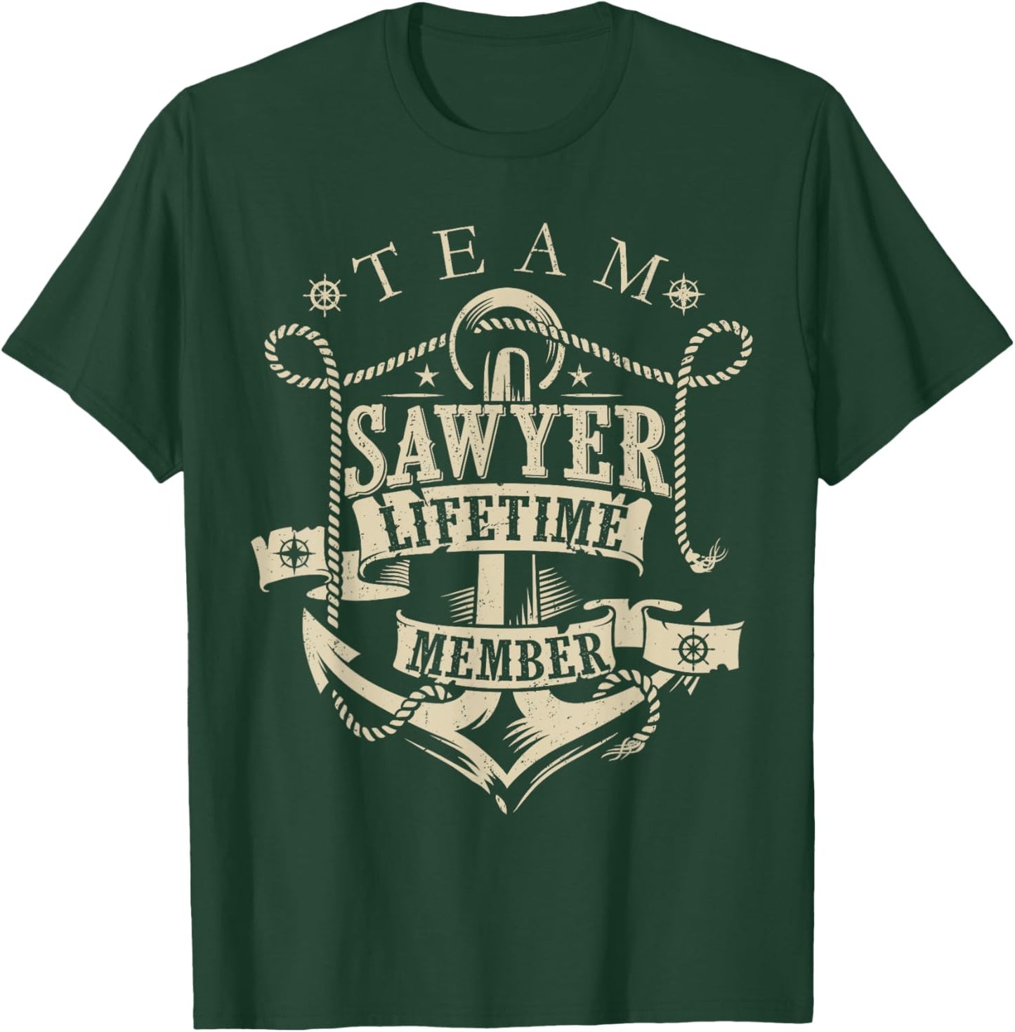 Team SAWYER Lifetime Member Vintage SAWYER Family Name T-Shirt - T-Shirt | Forest