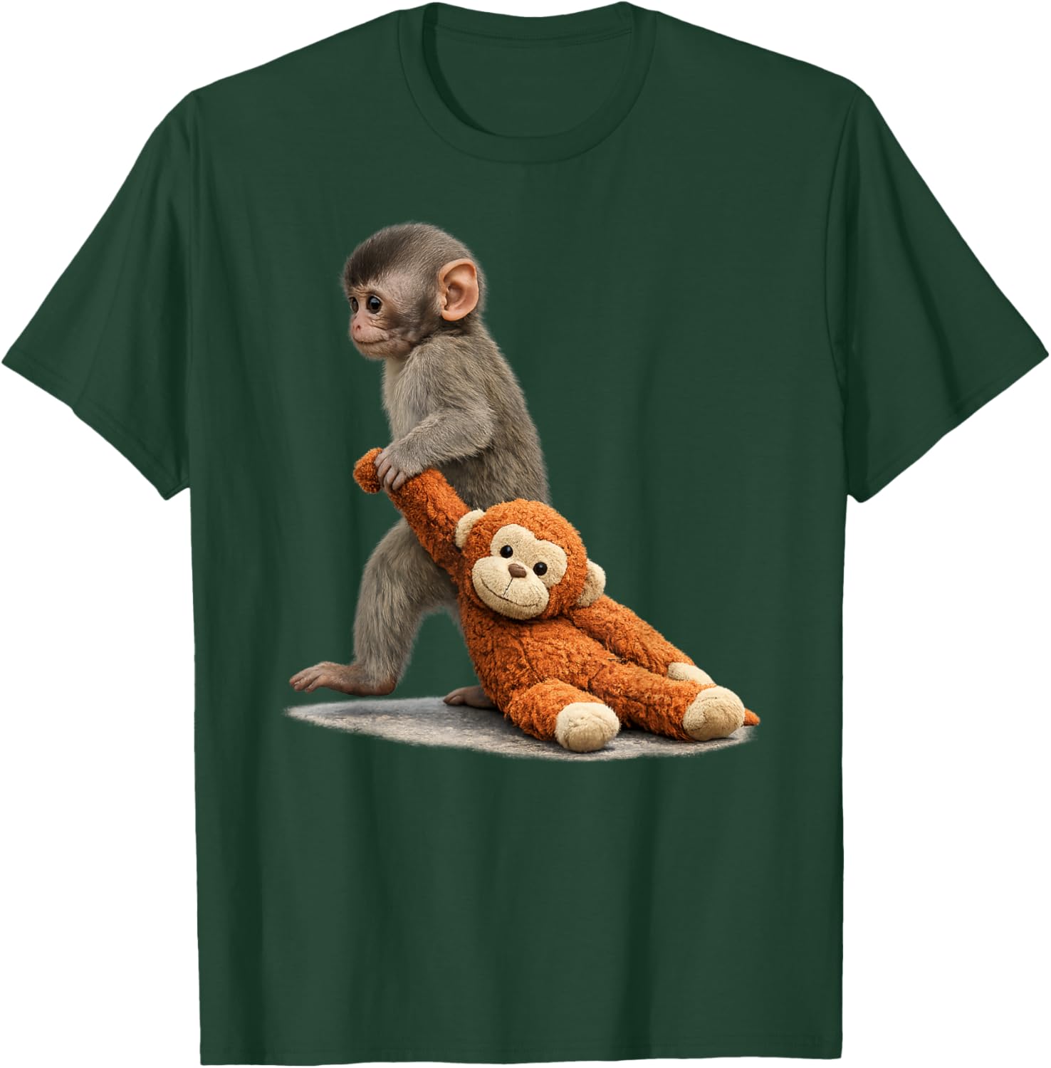 The Monkey Punch with Plush Toy Cute Baby Stuffed Animal T-Shirt - T-Shirt | Forest
