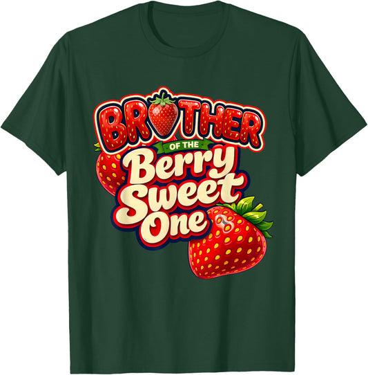 Bro Brother of The Berry Sweet One Retro First Birthday T-Shirt - T-Shirt | Forest