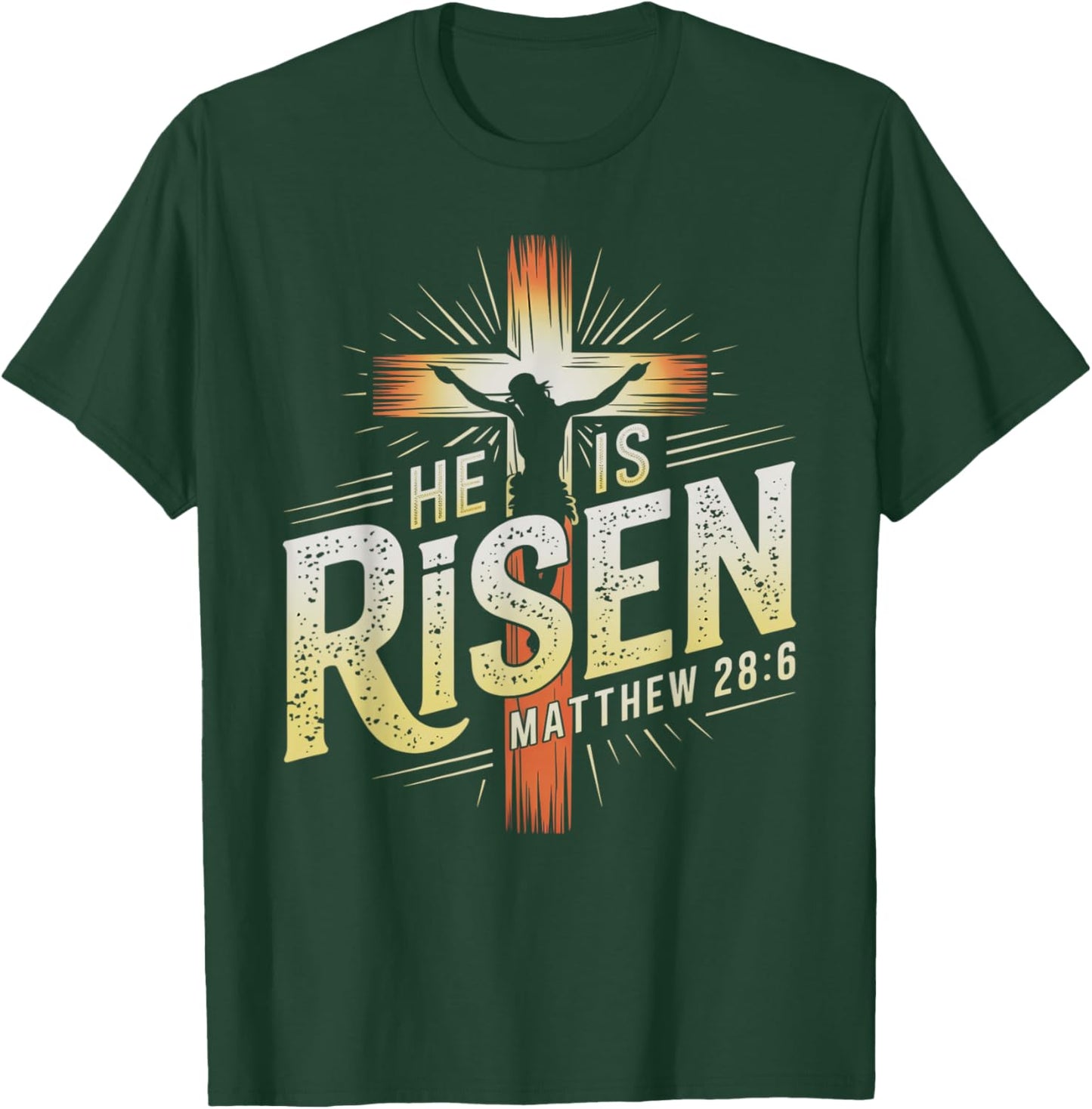 Easter Cross He Is Risen Jesus Christian Men Women Kid Youth T-Shirt - T-Shirt | Forest