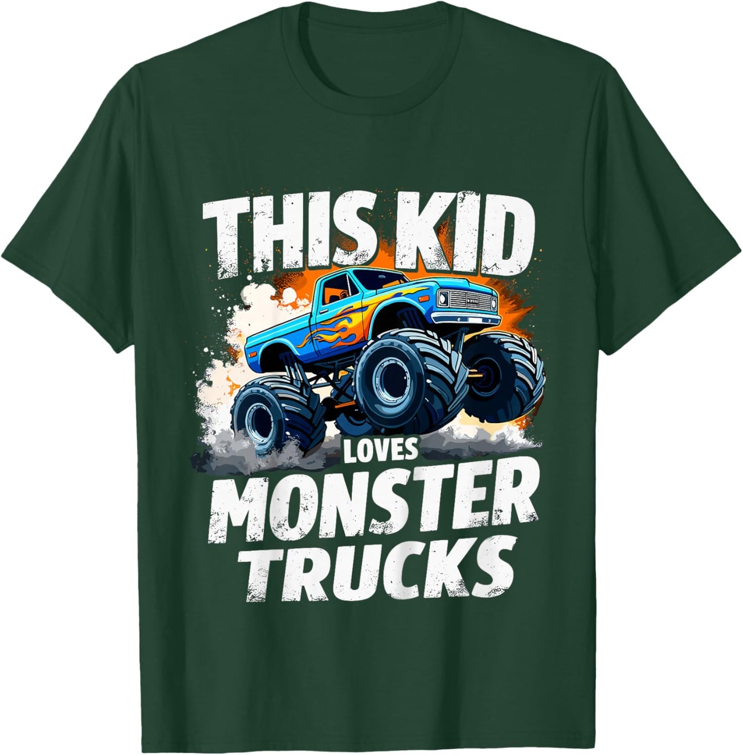 Kid This Kid Loves Monster Trucks , Black, 2 T-Shirt - T-Shirt | Forest