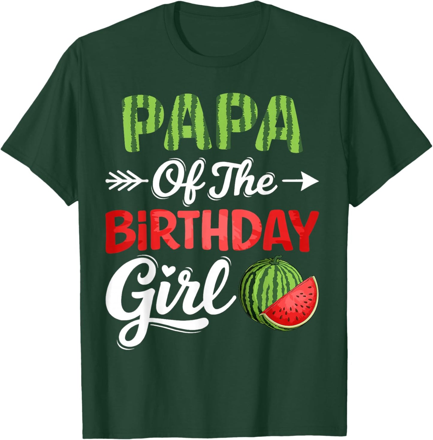 Watermelon Papa of The Birthday Girl Watermelon Pattern T-Shirt - T-Shirt | Forest
