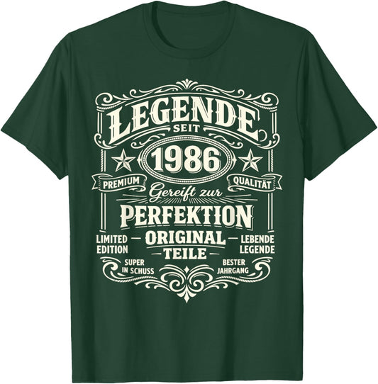 40th Birthday Man Woman 40 Years Decoration 1986 Gift Funny T-Shirt - T-Shirt | Forest