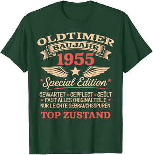 70th Birthday Man Woman 70 Years 1955 Decorative Funny Gift , black, S T-Shirt - T-Shirt | Forest