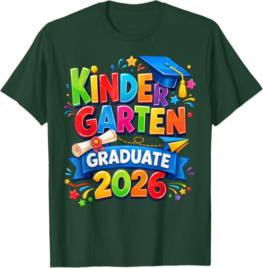Kindergarten Graduation 2026 Funny Kids Graduate Boys Girls T-Shirt - T-Shirt | Forest