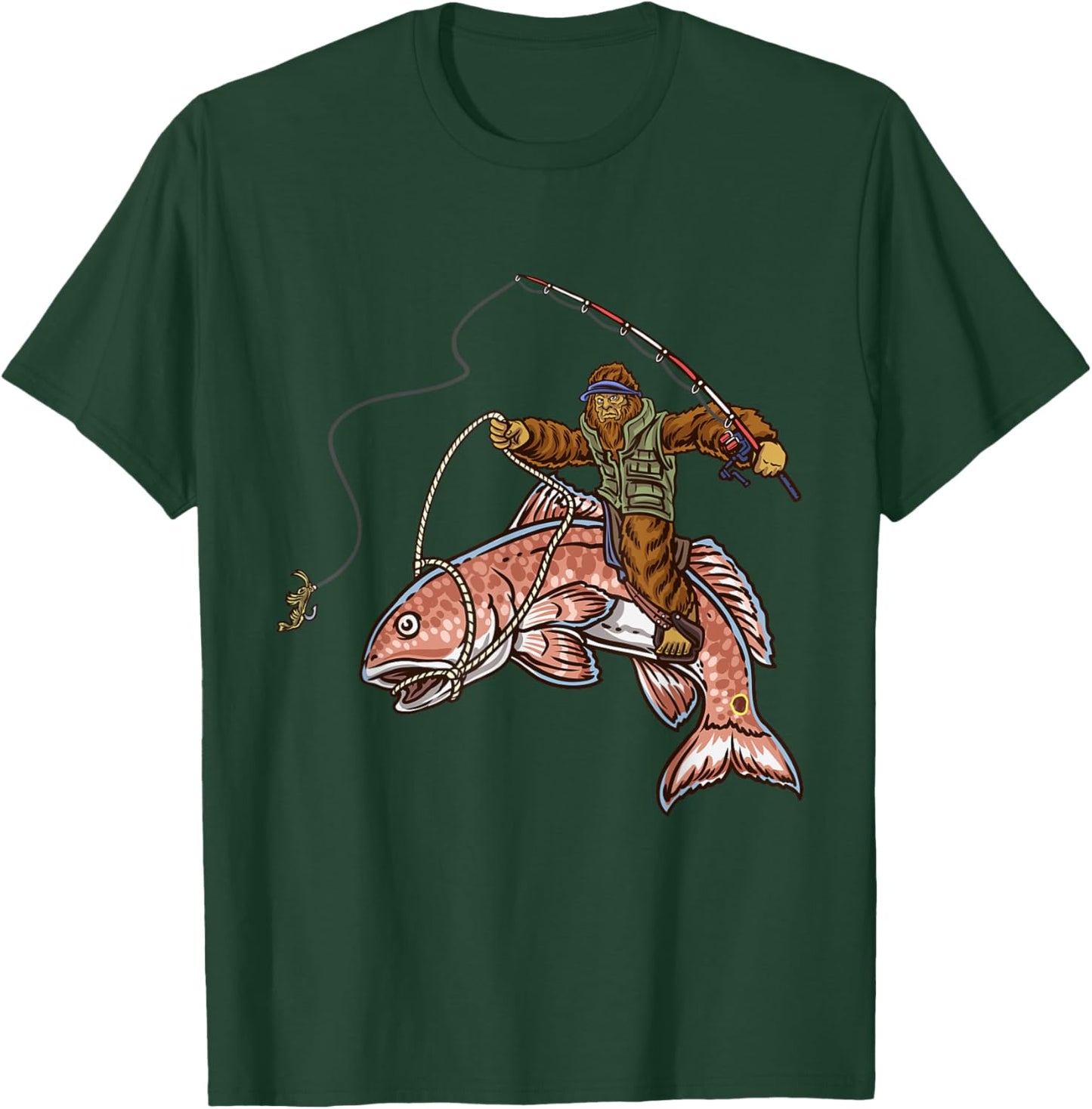 Redfish Fishing Hunting Bigfoot Fishermen T-Shirt - T-Shirt | Forest