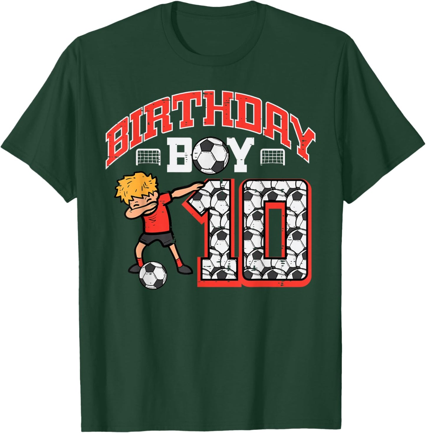 Birthday Boy 10 Soccer Dab 10th Birthday Party Football Boys T-Shirt - T-Shirt | Forest