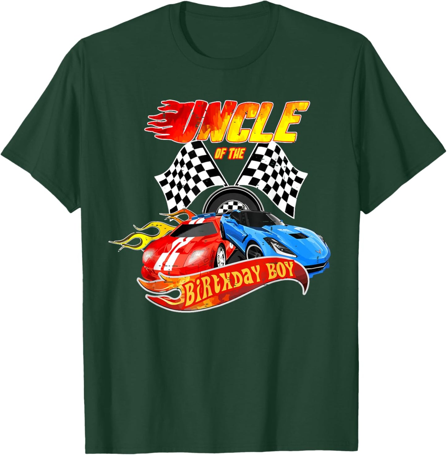Uncle Of The Birthday Boy Race Car Birthday Party Racing T-Shirt - T-Shirt | Forest