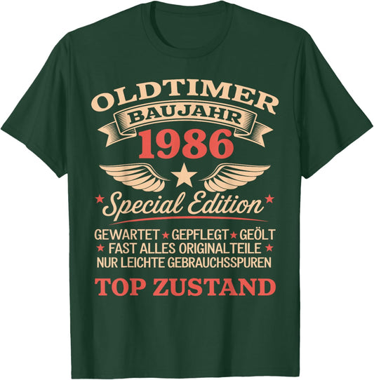 40th Birthday Man Woman 40 Years Decoration 1986 Gift Funny T-Shirt - T-Shirt | Forest