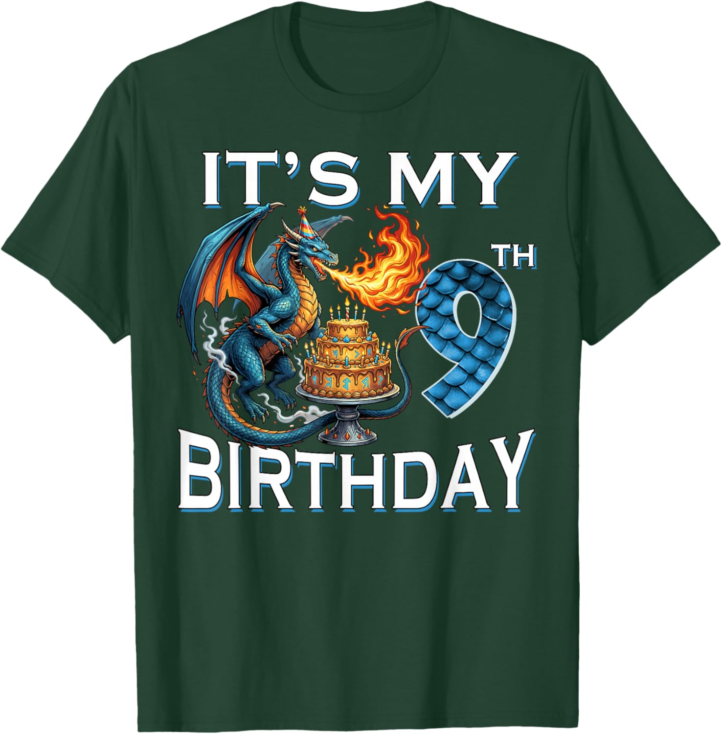 It's My 9th Birthday Dragon Party Dragon Lover 9 Years Old T-Shirt - T-Shirt | Forest