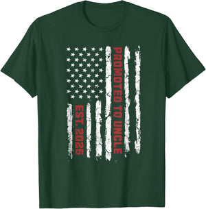 Promoted To Uncle US Flag, New Uncle 2025 American Flag Women Kids Men T-Shirt - T-Shirt | Forest