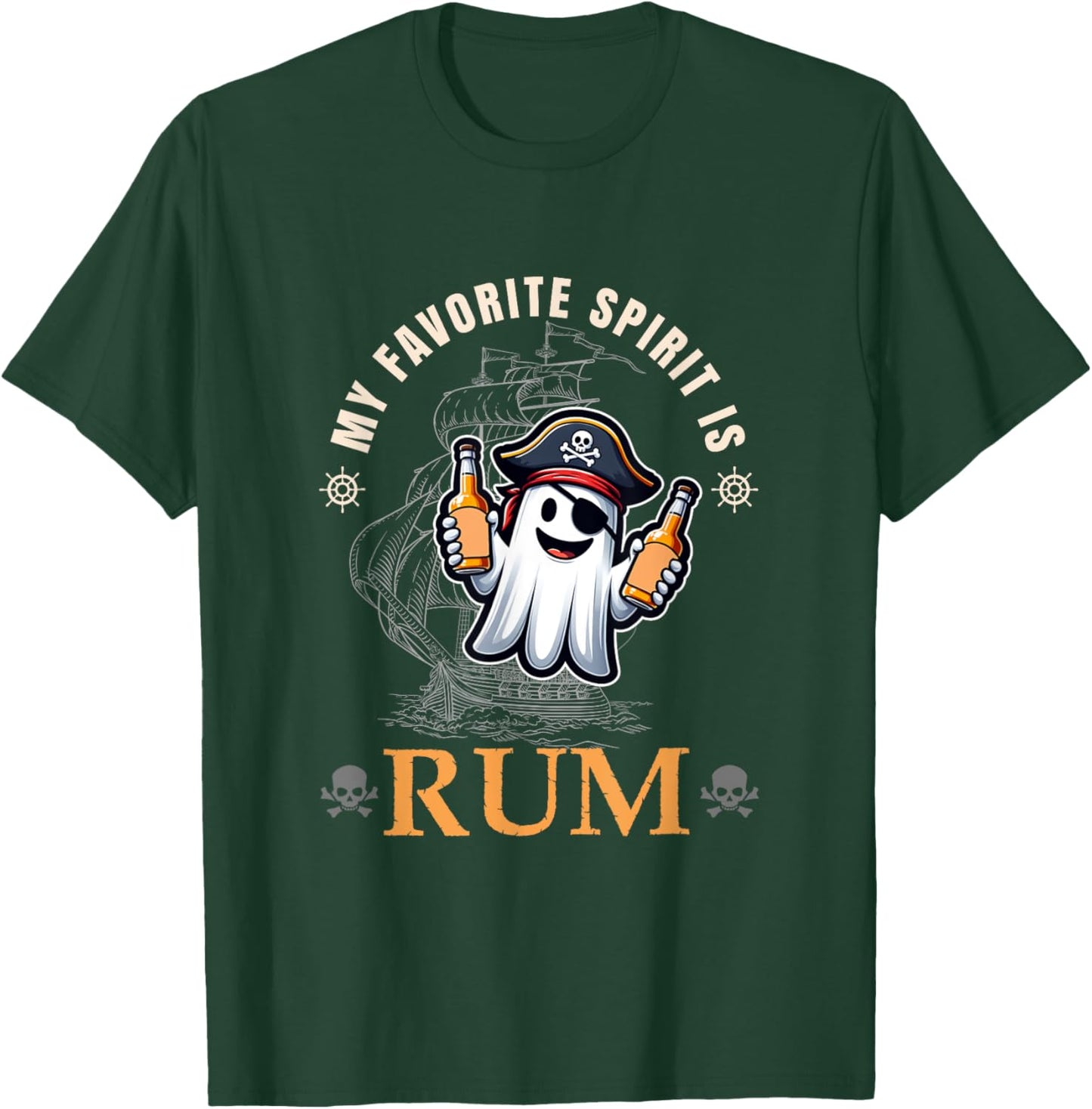 My Favorite Spirit Is Rum Funny Halloween Ghost Drinking T-Shirt - T-Shirt | Forest