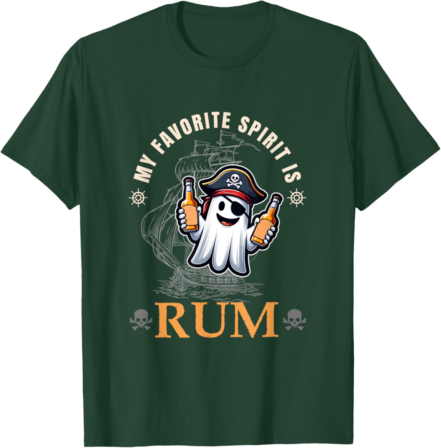 My Favorite Spirit Is Rum Funny Halloween Ghost Drinking T-Shirt - T-Shirt | Forest