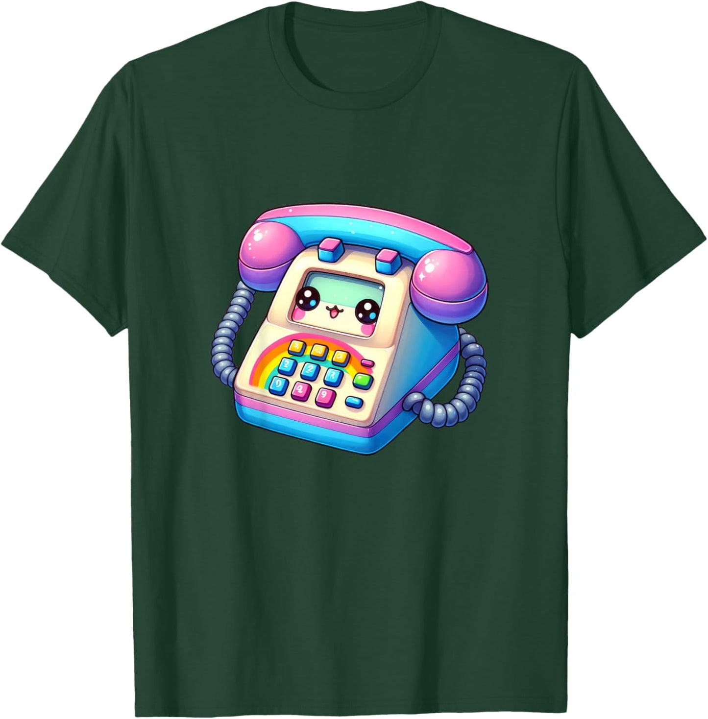 Kids Telephone Kawaii 90's Retro For Kids Boys Girls T-Shirt - T-Shirt | Forest