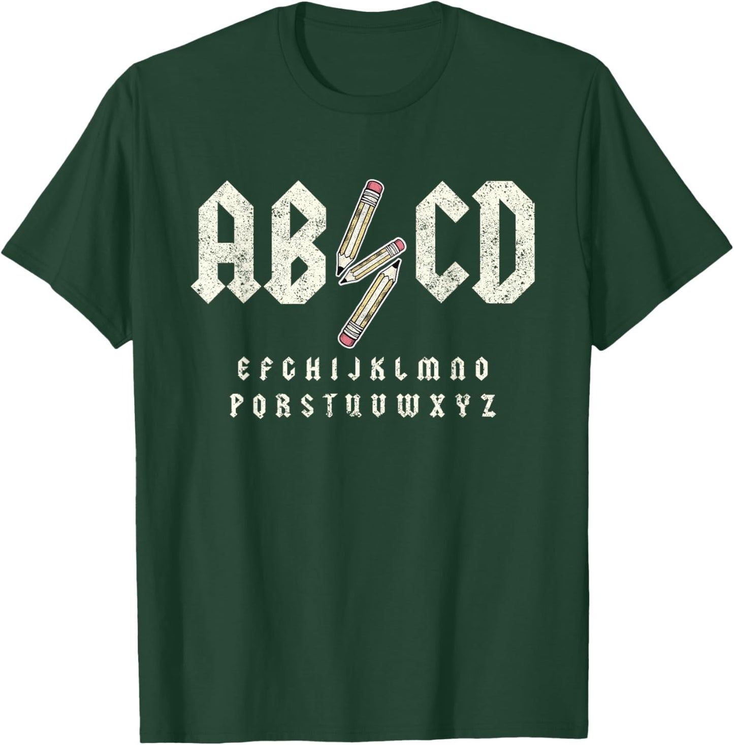 Retro Abcd Teacher Novelty Funny Back to School Teacher T-Shirt - T-Shirt | Forest
