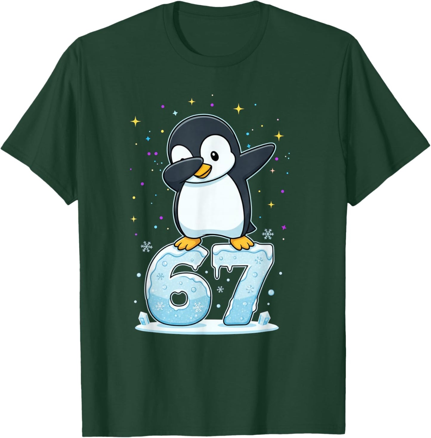 Dabbing Penguin 67 Funny Six Seven Gen Z Slang Meme Cute T-Shirt - T-Shirt | Forest
