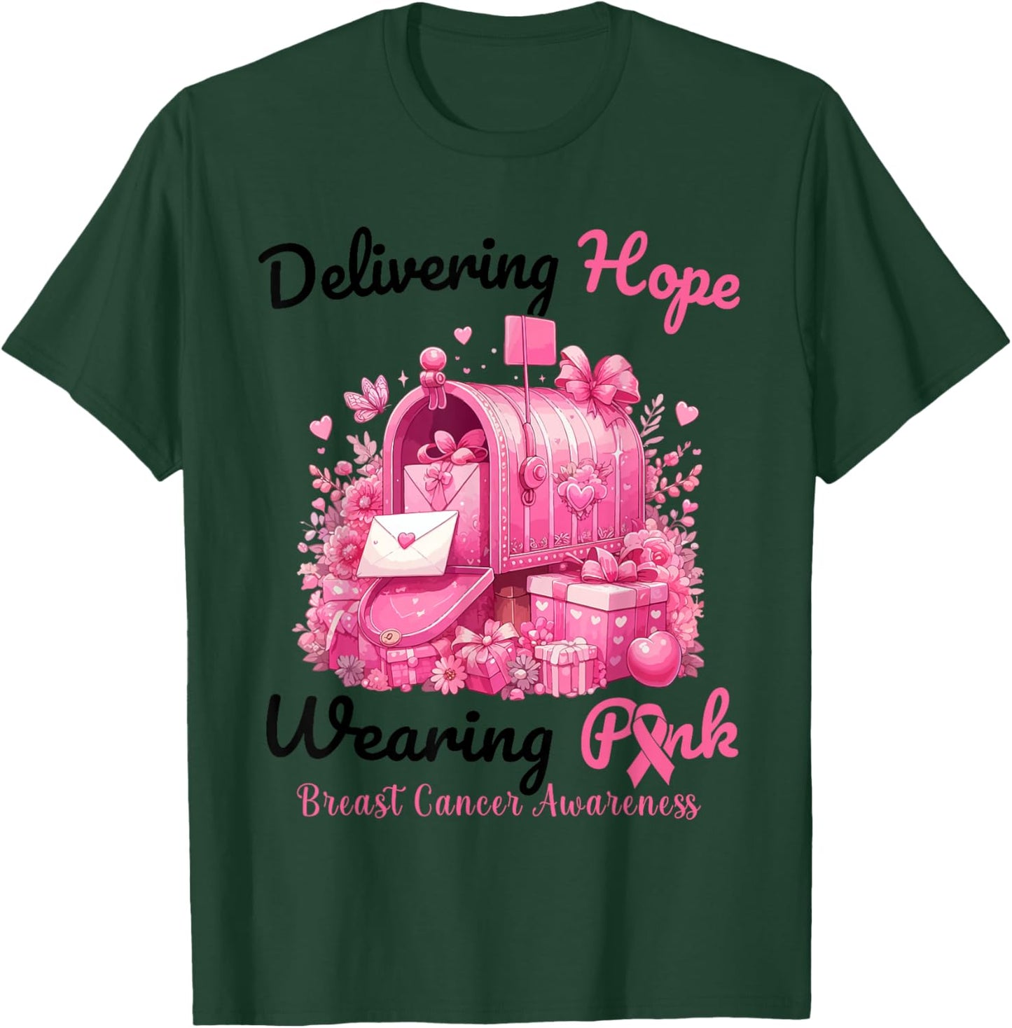 Postal Carrier Breast Cancer Awareness October We Wear Pink T-Shirt - T-Shirt | Forest