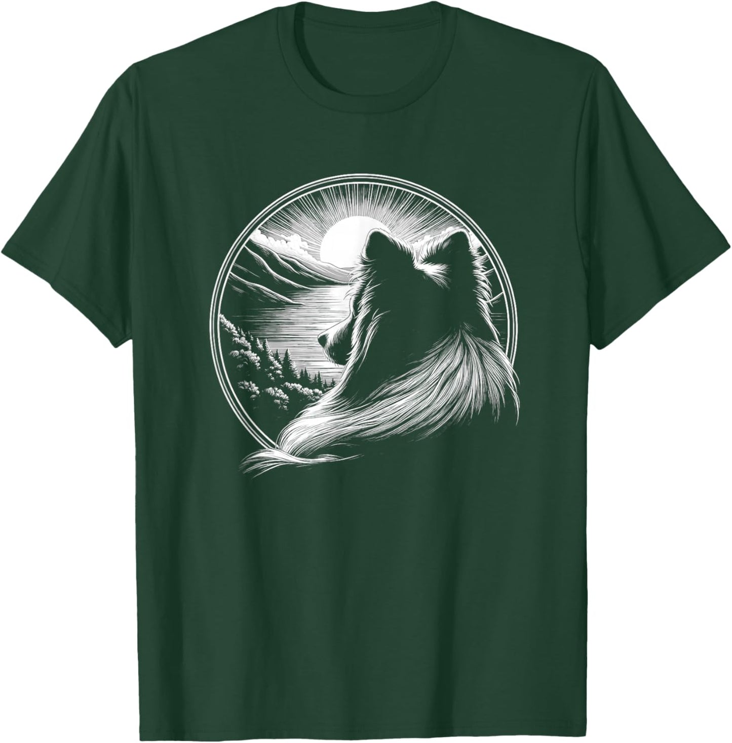 Shetland Sheepdog Dog Scene Sheltie Graphic Art Design T-Shirt - T-Shirt | Forest