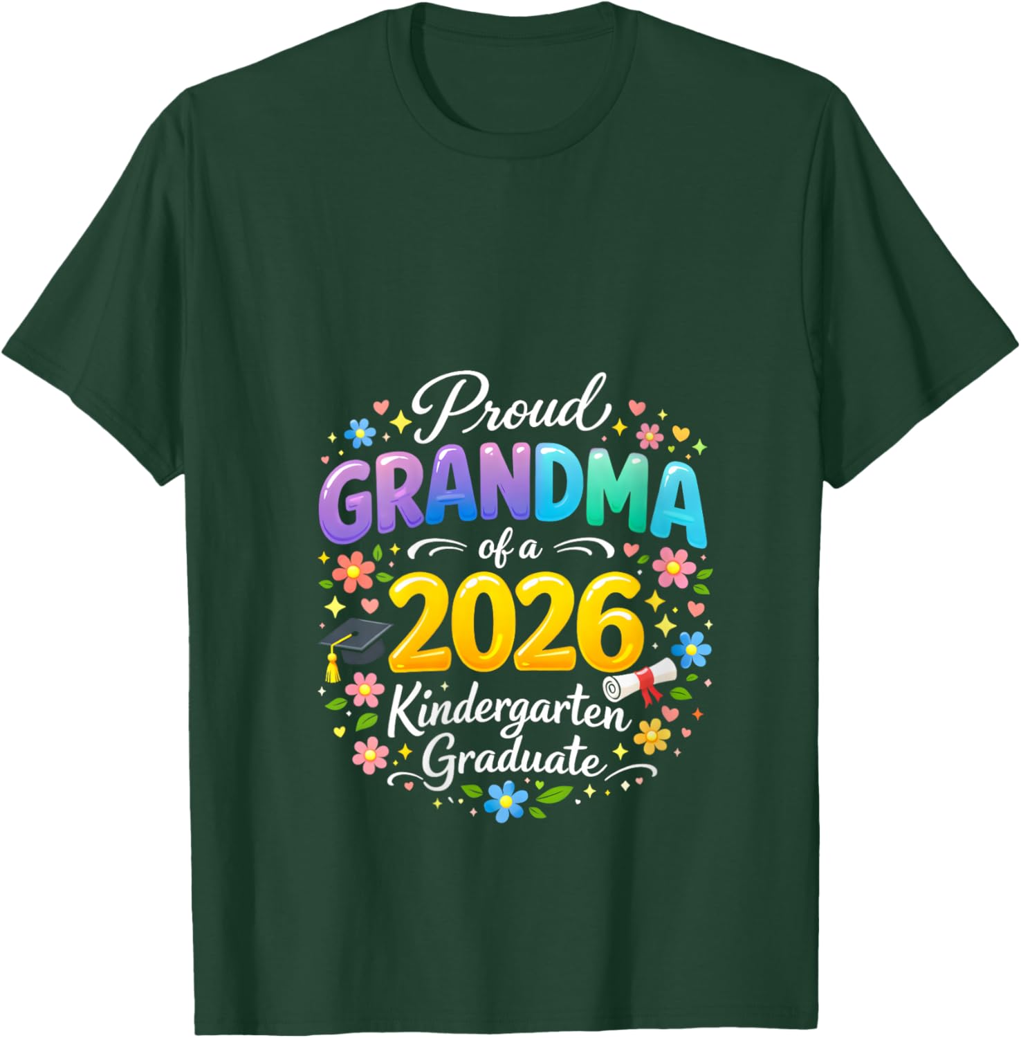 Women's Proud Grandma of a 2026 Kindergarten Graduate Mothers Day V-Neck T-Shirt - T-Shirt | Forest