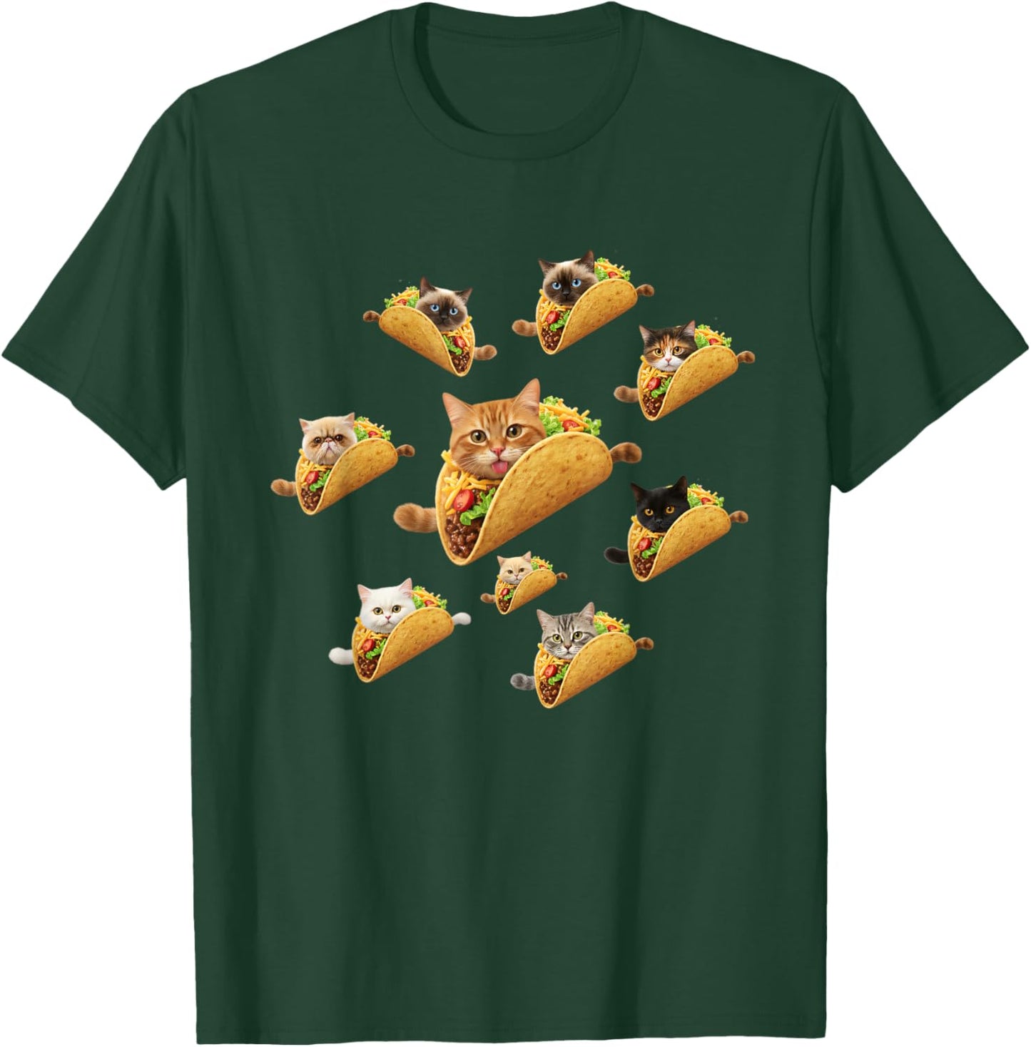 Cat Taco Lovers Cute Cat Taco Pattern Funny Food Pet Fan T-Shirt - T-Shirt | Forest