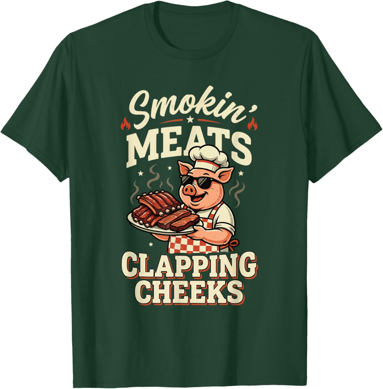 BBQ Smokin Meats and Clapping Cheeks Funny Pig Men T-Shirt - T-Shirt | Forest