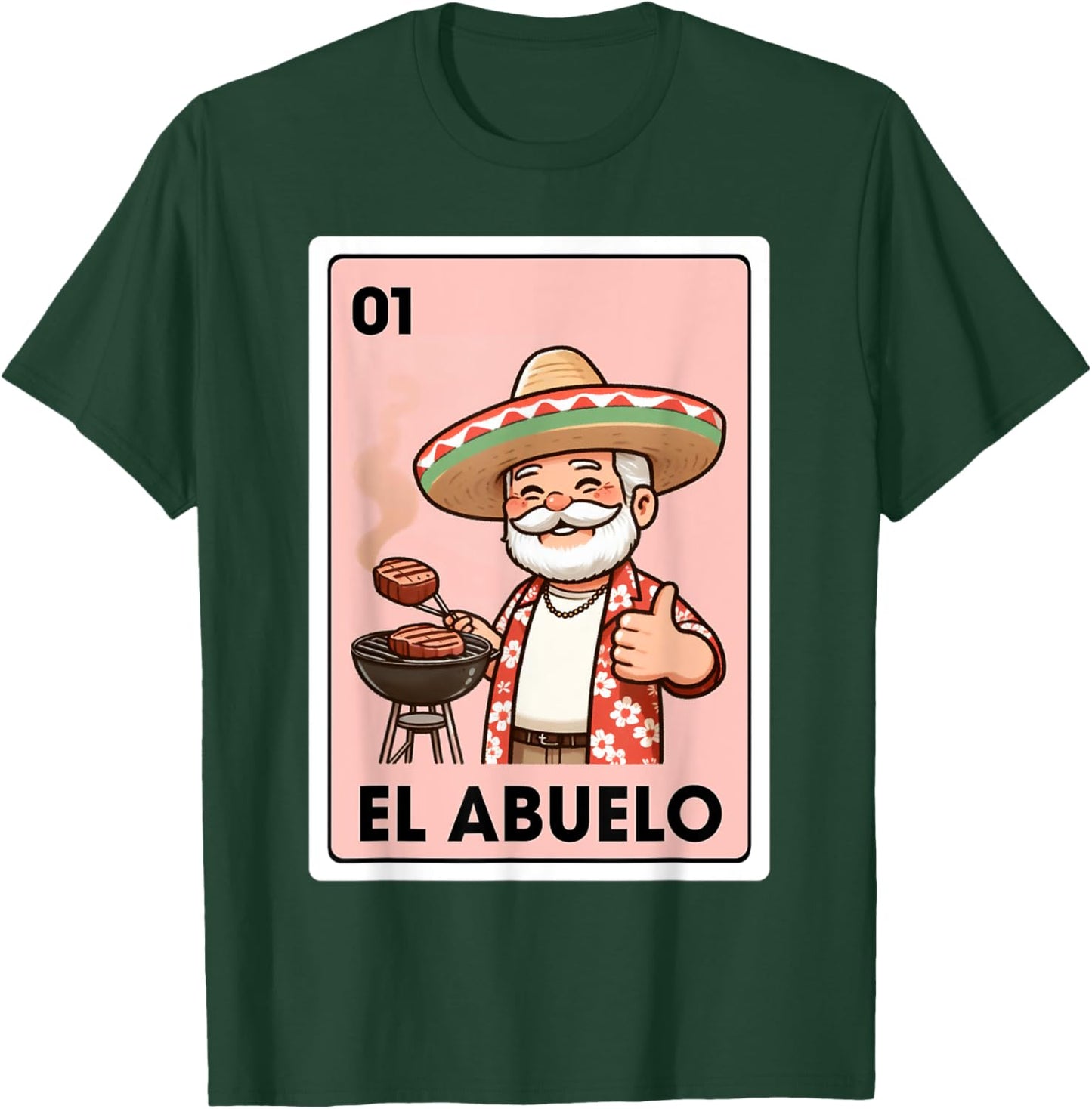 El Abuelo Grilling Grandpa Mexican Bingo Card T-Shirt - T-Shirt | Forest
