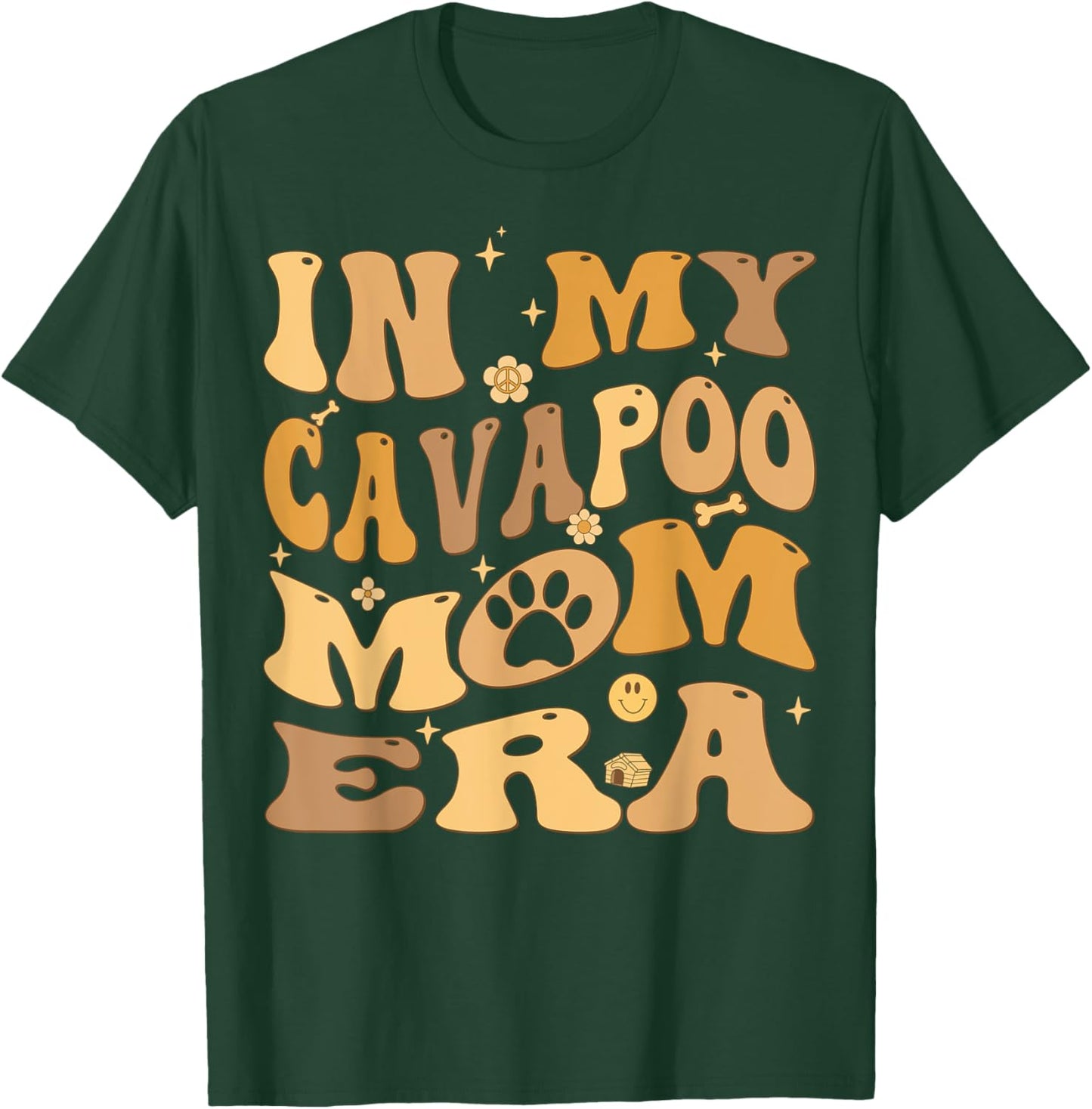 In My Cavapoo Mom Era Groovy Cavoodle T-Shirt - T-Shirt | Forest