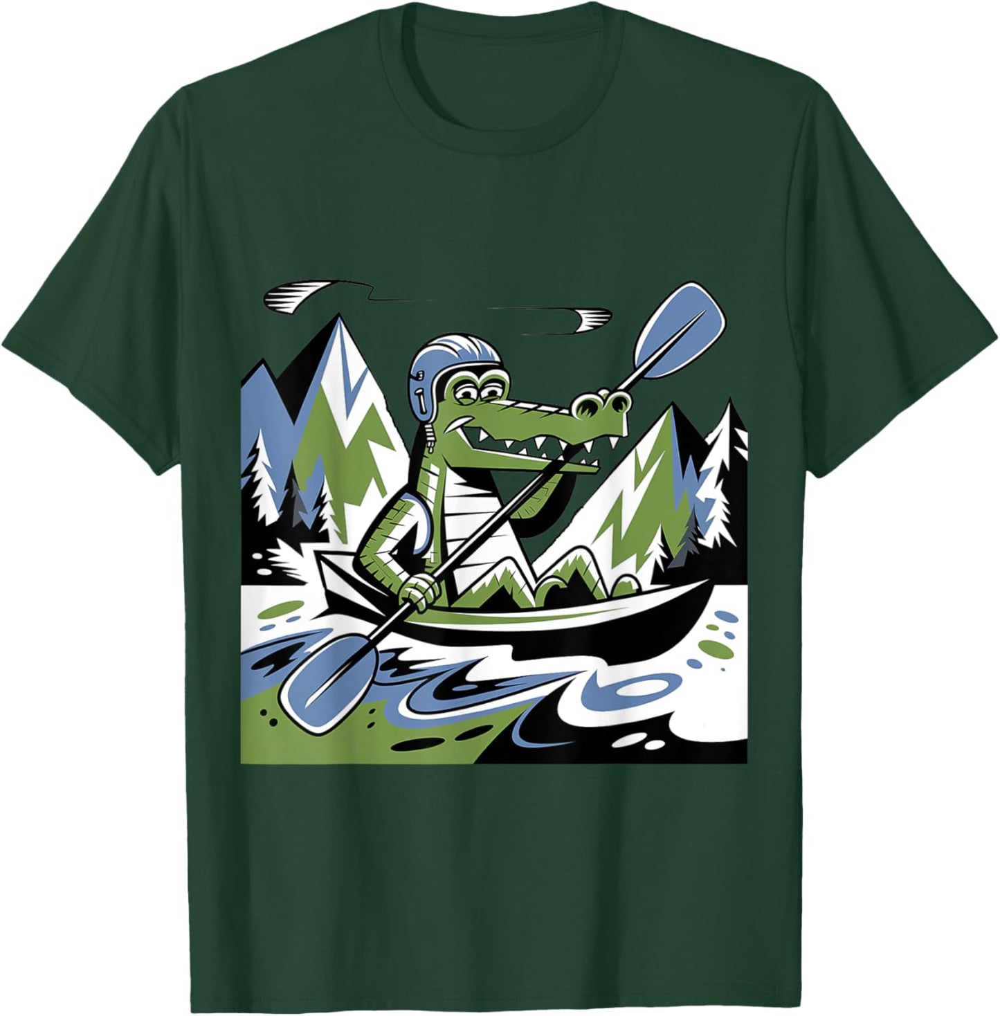Funny Cool Alligator Kayaking Abstract T-Shirt - T-Shirt | Forest