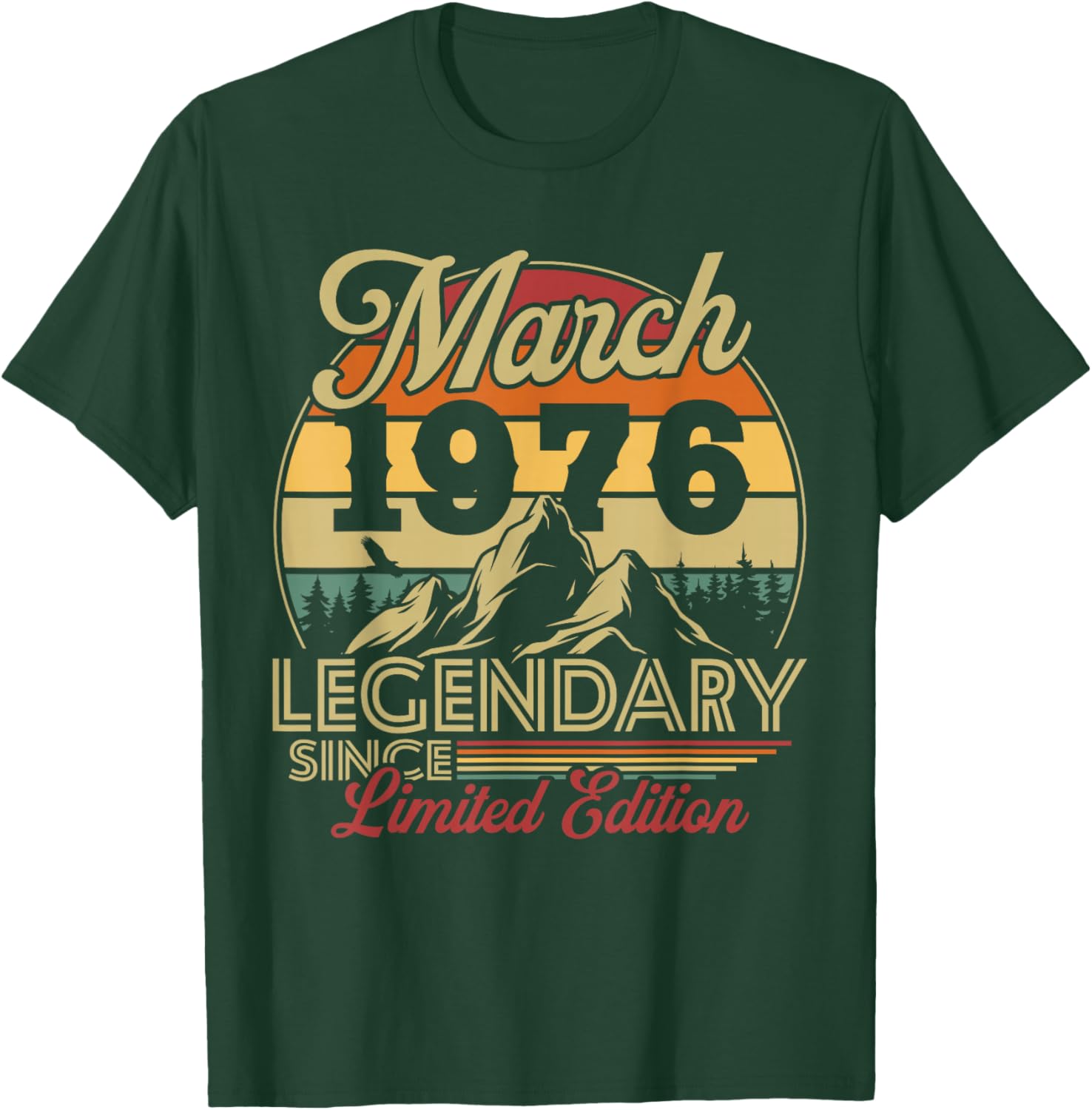 Vintage 50th Birthday Gift Born in March 1976 T-Shirt - T-Shirt | Forest