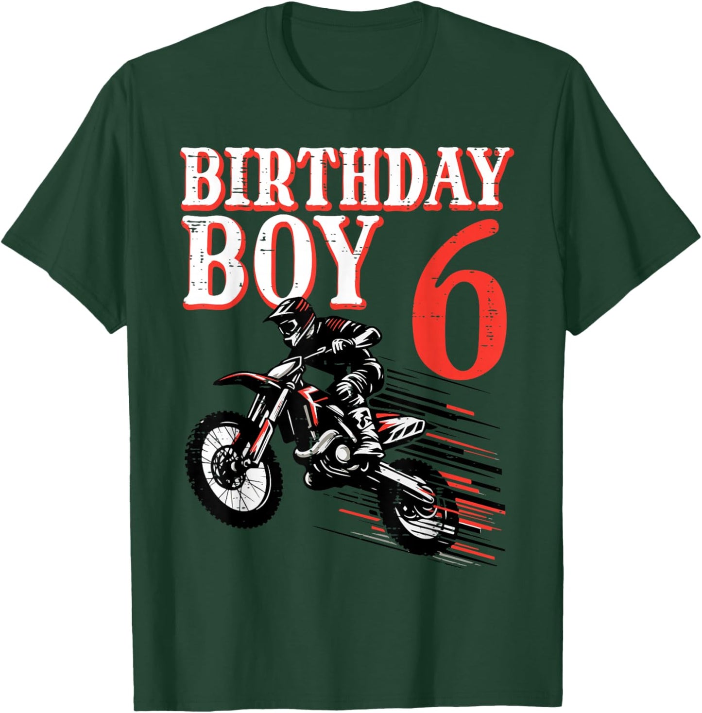 Birthday Boy 6 Motorcycle 6th Bday Biker Rider Boys Kids T-Shirt - T-Shirt | Forest