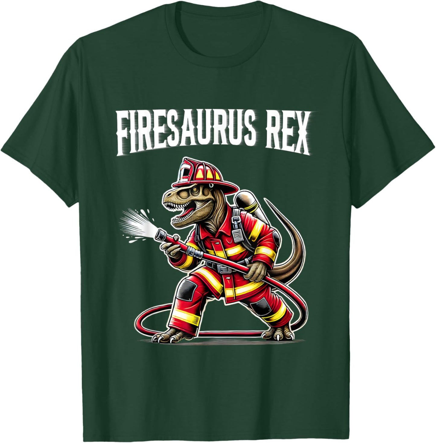 Firefighter T Rex Dinosaur Shirt Firesaurus Fireman Kids Boy T-Shirt - T-Shirt | Forest