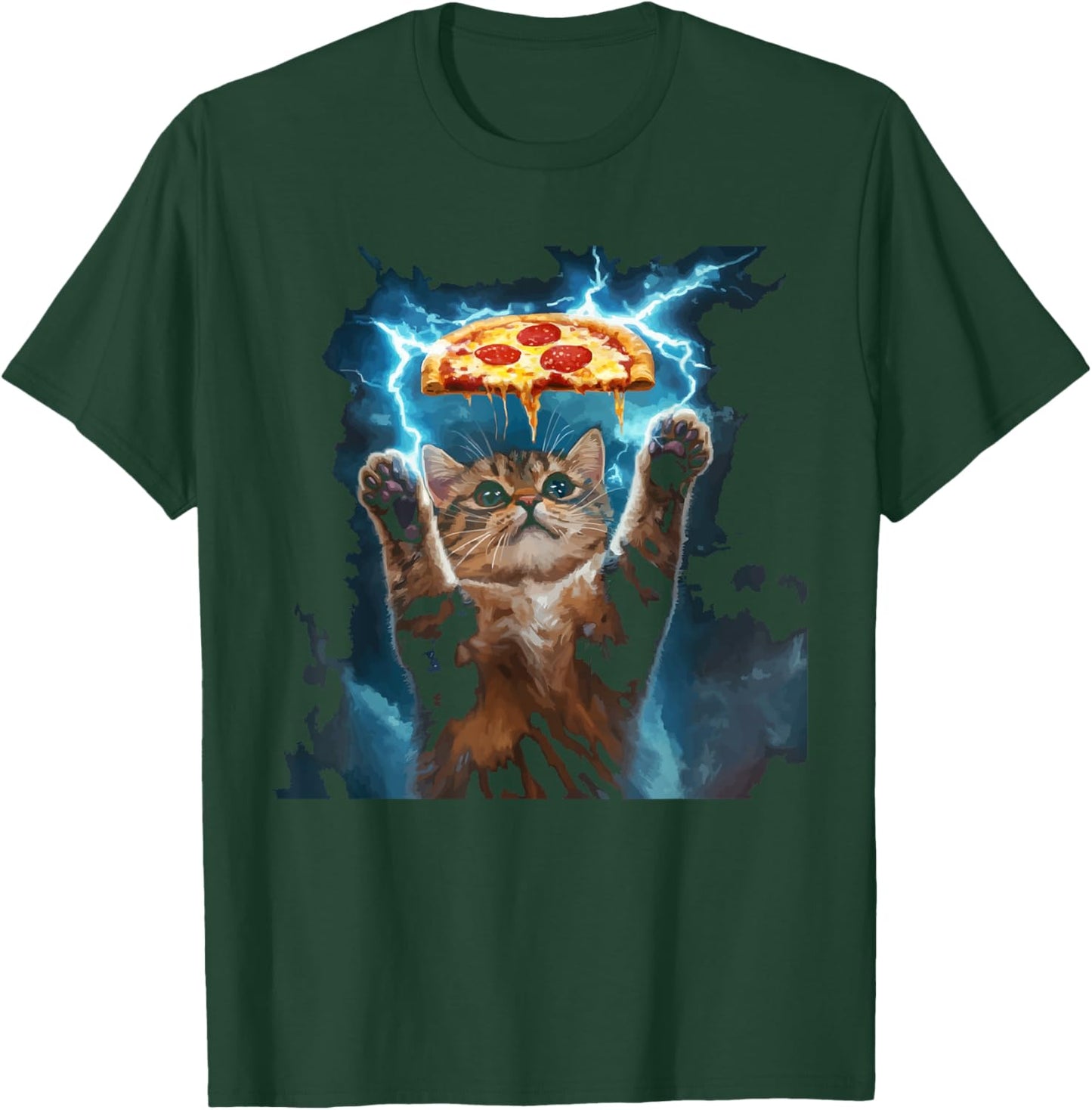 Pizza Cat Kitty Meow Animal Pet Pizzeria Italian Food Women Kids T-Shirt - T-Shirt | Forest