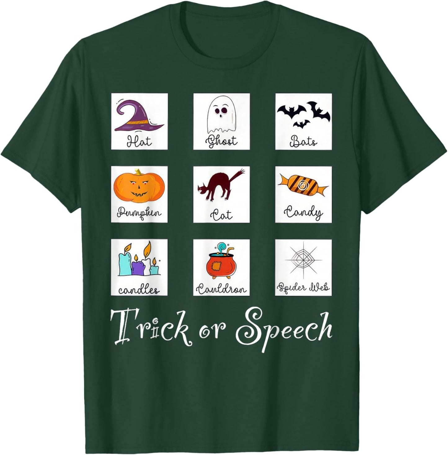Trick or Speech Retro SLP Halloween Speech Therapy Halloween T-Shirt - T-Shirt | Forest