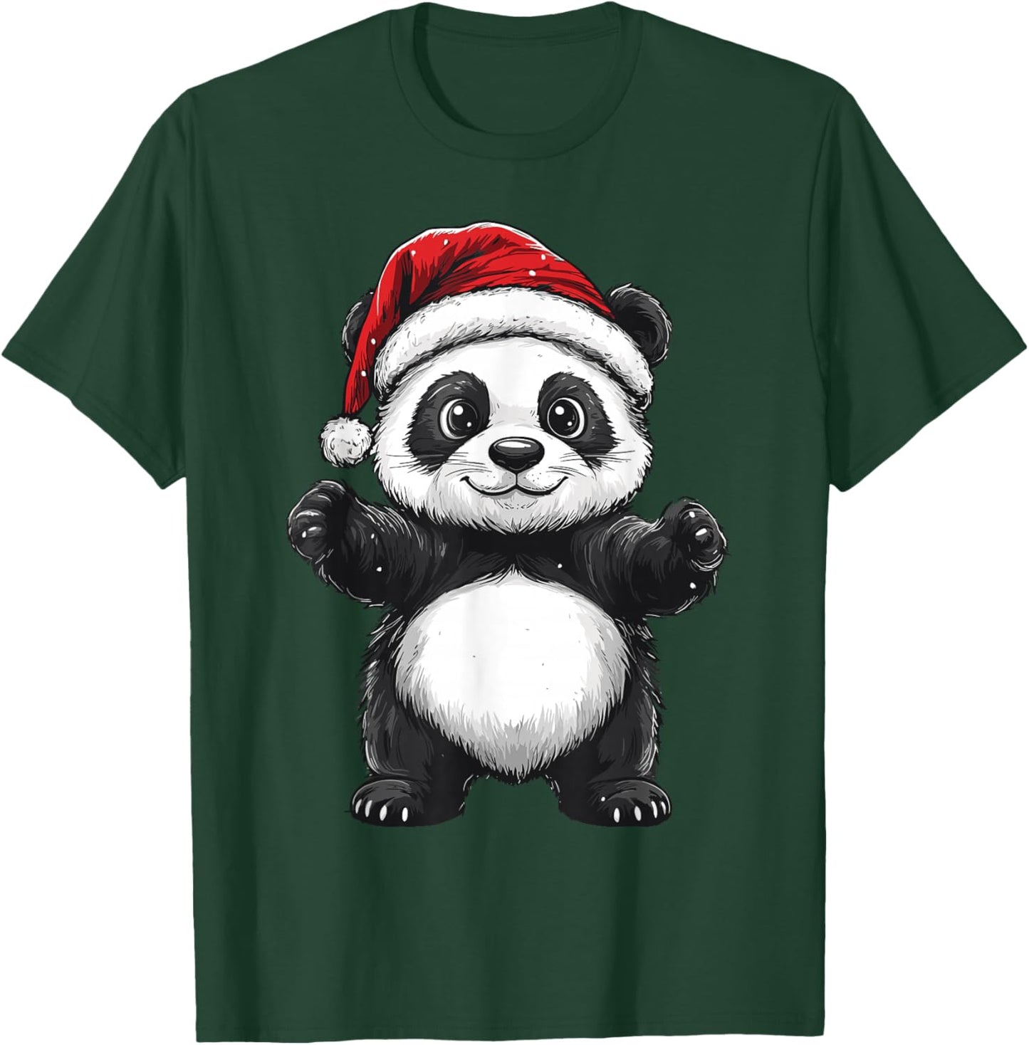 Panda Santa Hat Christmas Boys Girls Kids Panda Lover Pajama T-Shirt - T-Shirt | Forest