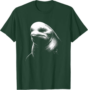 Beluga Whale Portrait Black and White Animal Lover T-Shirt - T-Shirt | Forest