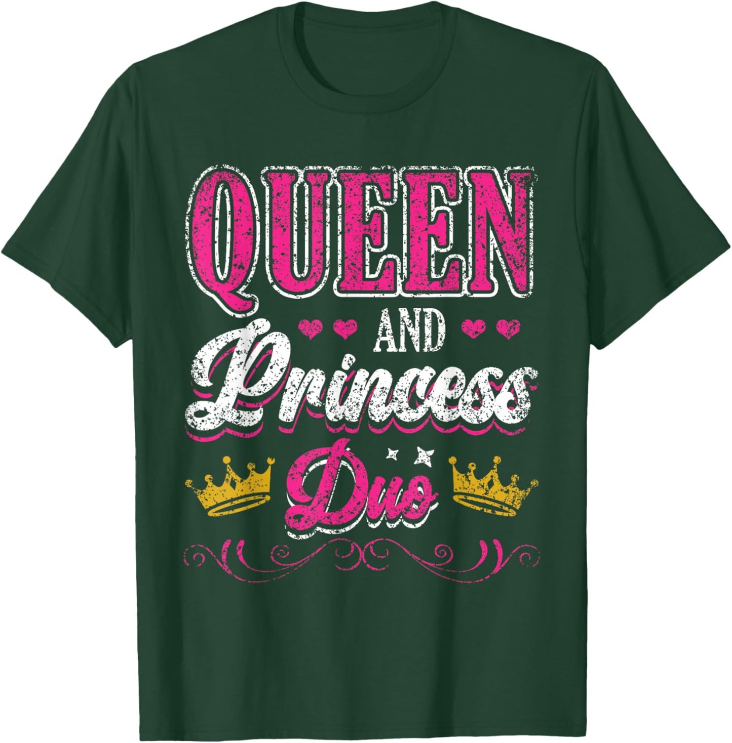 Queen And Princess Duo Matching Mom Mother Daughter Mommy T-Shirt - T-Shirt | Forest